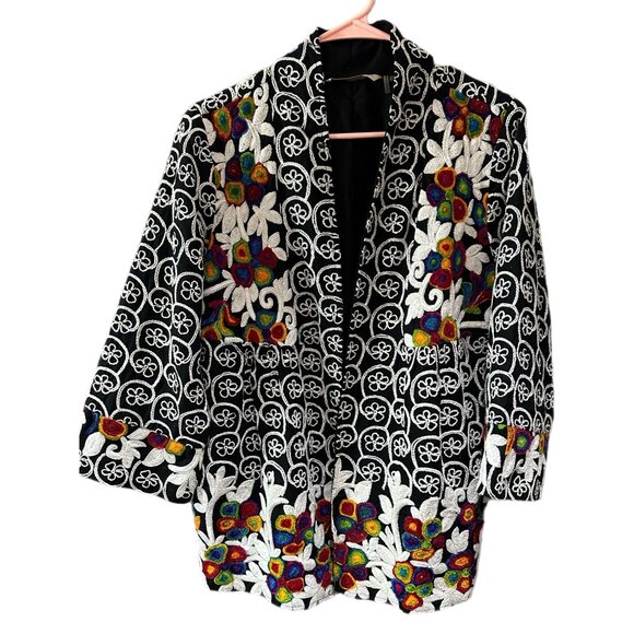 Soft Surroundings Women’s Medium Colorful Embroidered Cardigan Art Wear Kimono